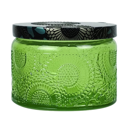 140ml - Londres Vaso de vidrio para velas - Frasco Verde con Relieve - Candle Craft