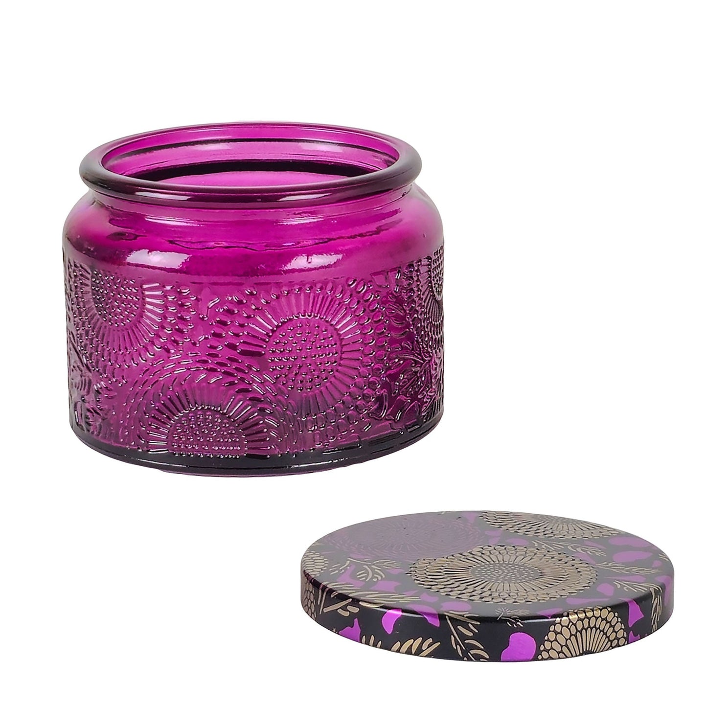 140ml - Londres Vaso de vidrio para velas - Morado Relieve - Candle Craft