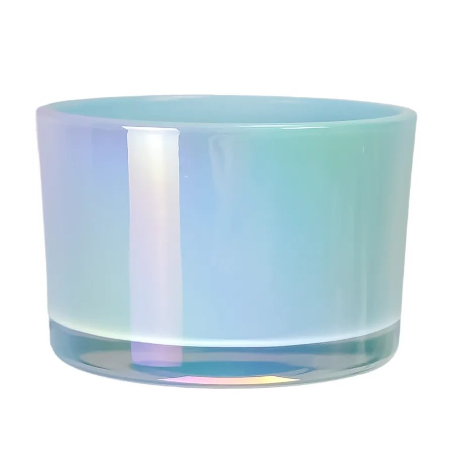 140ml - Mónaco Vaso de Vidrio para Velas Azul Bebé - Azul Claro Tornasol Arcoíris Brillante - Candle Craft