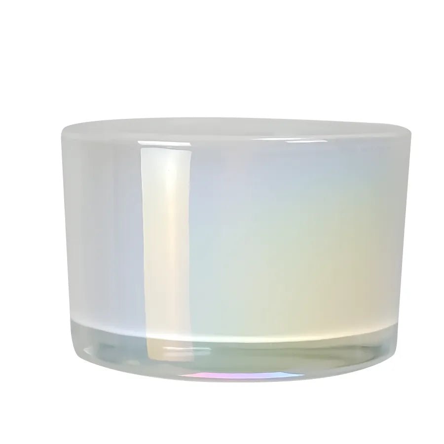 140ml - Mónaco Vaso de Vidrio para Velas - Blanco Tornasol Arcoíris Brillante - Candle Craft