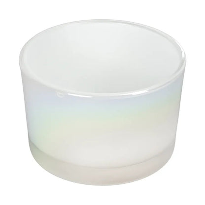 140ml - Mónaco Vaso de Vidrio para Velas - Blanco Tornasol Arcoíris Brillante - Candle Craft