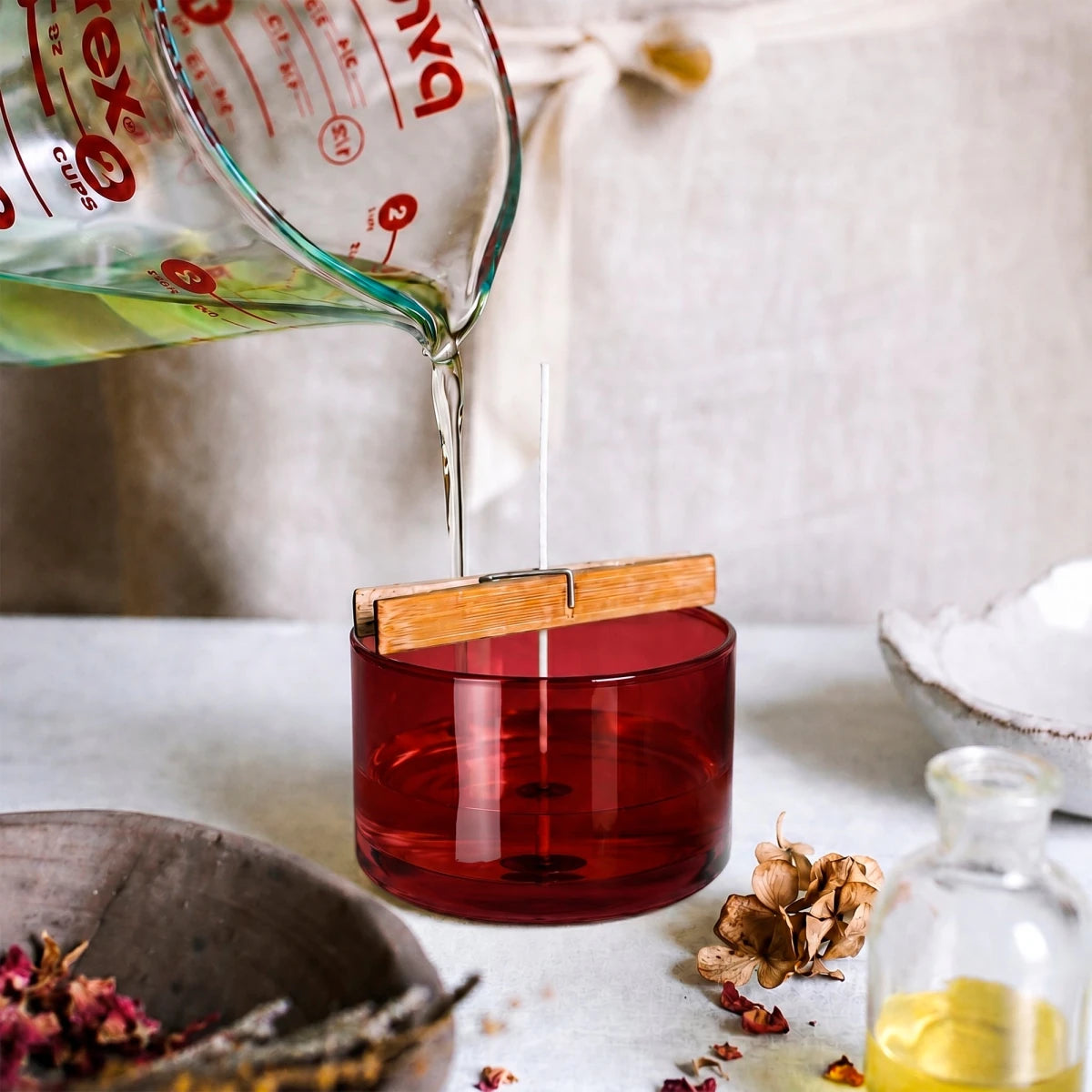140ml - Mónaco Vaso de vidrio para velas - Frasco Rojo Tinto Transparente - Candle Craft