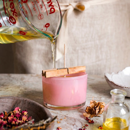 140ml - Mónaco Vaso de vidrio para velas - Frasco Rosa Claro Brillante - Candle Craft