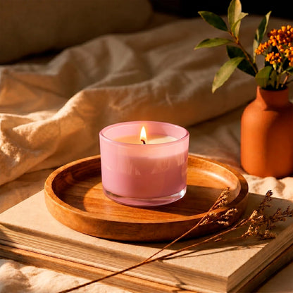 140ml - Mónaco Vaso de vidrio para velas - Frasco Rosa Claro Brillante - Candle Craft