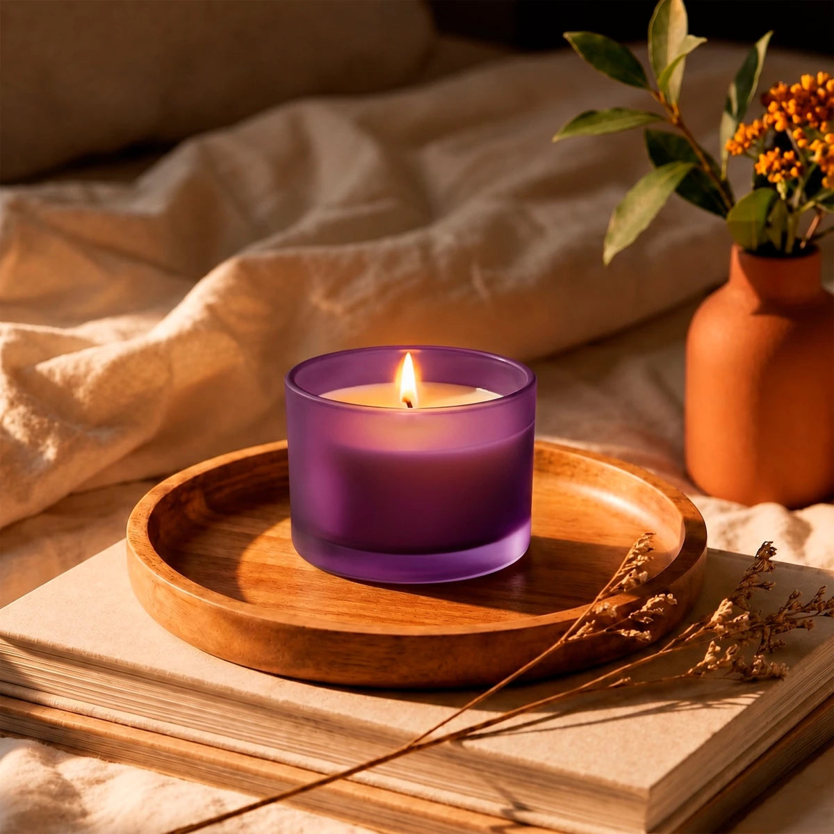 140ml - Mónaco Vaso de vidrio para velas - Frasco Satinado Morado / Fucsia - Candle Craft