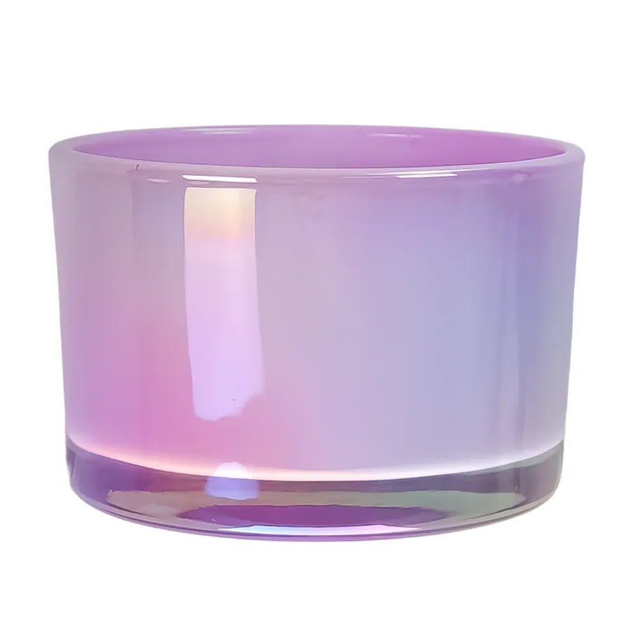 140ml - Mónaco Vaso de Vidrio para Velas - Morado Claro Tornasol Arcoíris Brillante - Candle Craft