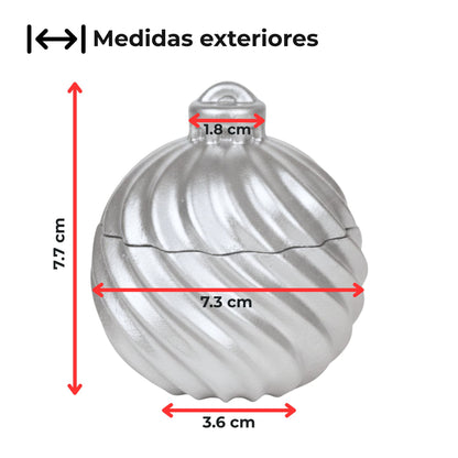 Esfera de Navidad en Espiral de Concreto - Vasos para Velas Navideñas 70ml - Plateada (Edición Especial de Navidad)