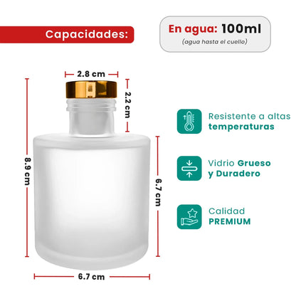 150ml Verona - Frasco para Difusor de Vidrio - Botella Difusor de Varillas Redondo - Blanco Satinado - Candle Craft