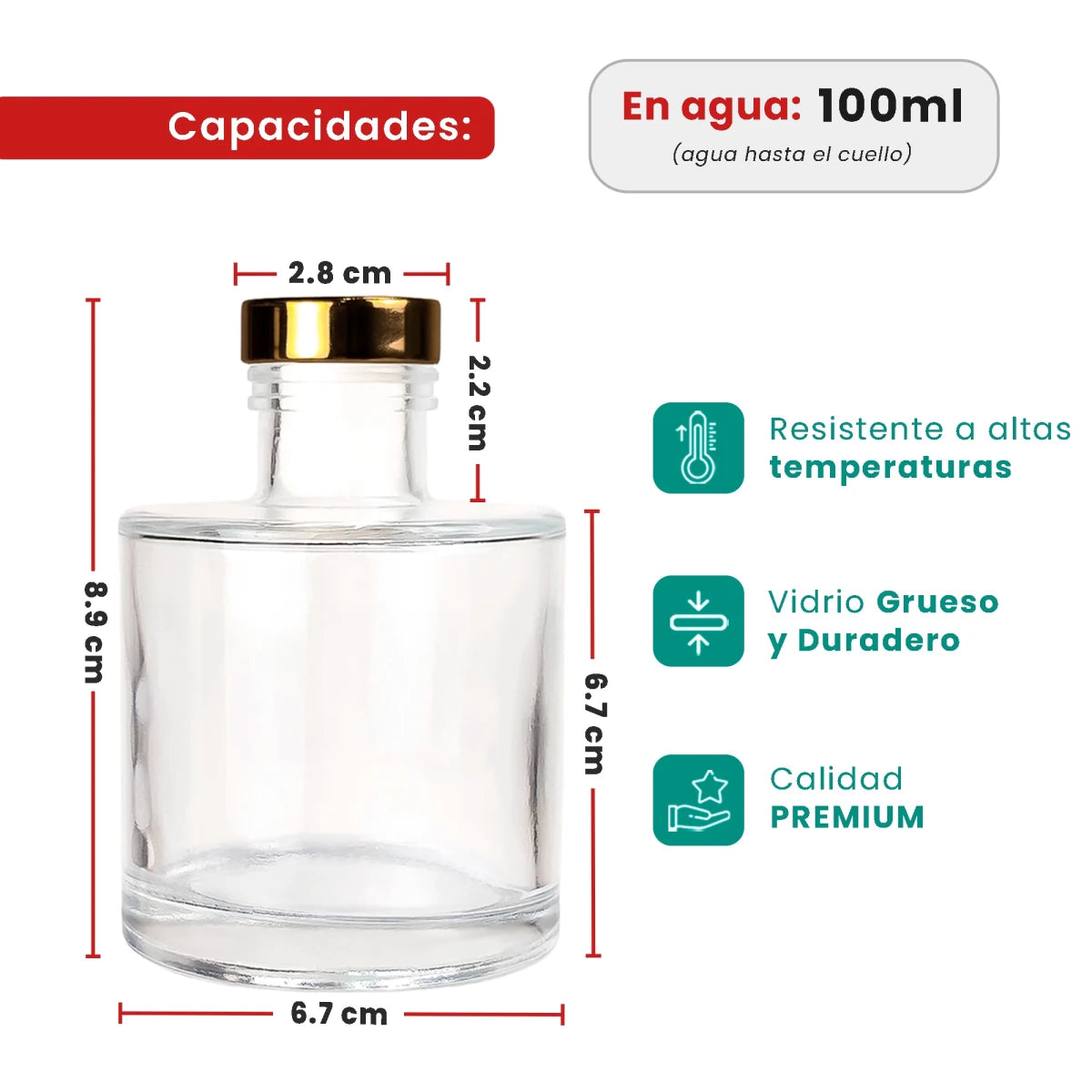 150ml Verona - Frasco para Difusor de Vidrio - Botella Difusor de Varillas Redondo - Cristal Transparente - Candle Craft