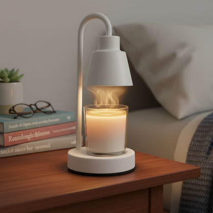 Lámpara Calentadora de Velas Aromáticas – Derretidor Eléctrico de Cera para Aromaterapia - 4 Niveles de Intensidad y Temporizador - Pequeño - Blanco