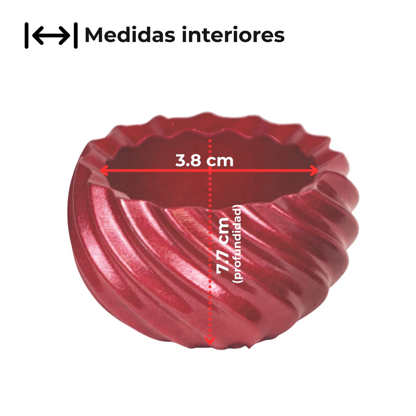 Esfera de Navidad en Espiral de Concreto - Vasos para Velas Navideñas 70ml - Roja (Edición Especial de Navidad)