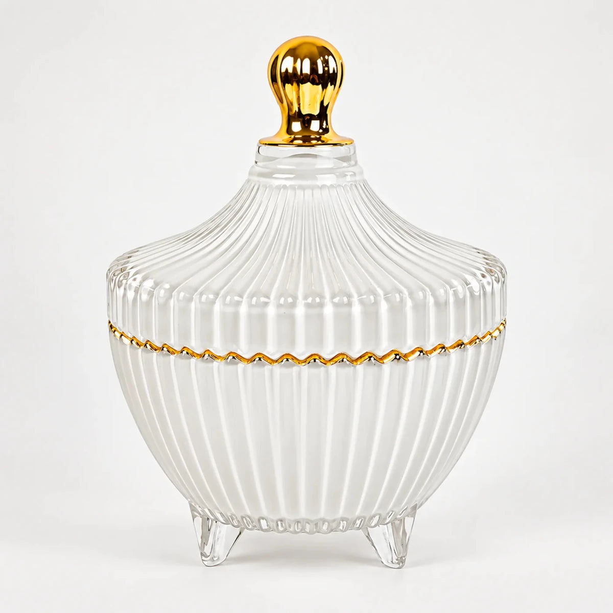170ml - Cannes Vaso de lujo de vidrio para velas - Frasco Blanco Brillante con Oro - Candle Craft