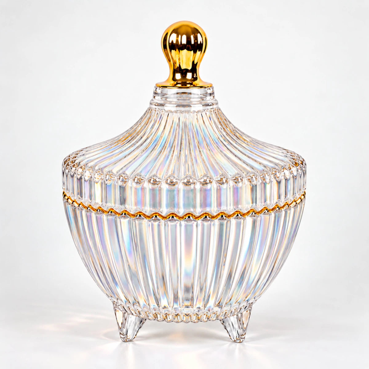 170ml - Cannes Vaso de lujo de vidrio para velas - Frasco Tornasol Brillante con Oro - Candle Craft