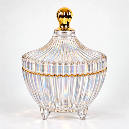 170ml - Cannes Vaso de lujo de vidrio para velas - Frasco Tornasol Brillante con Oro - Candle Craft