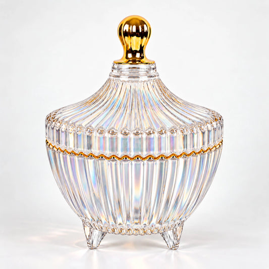 170ml - Cannes Vaso de lujo de vidrio para velas - Frasco Tornasol Brillante con Oro - Candle Craft