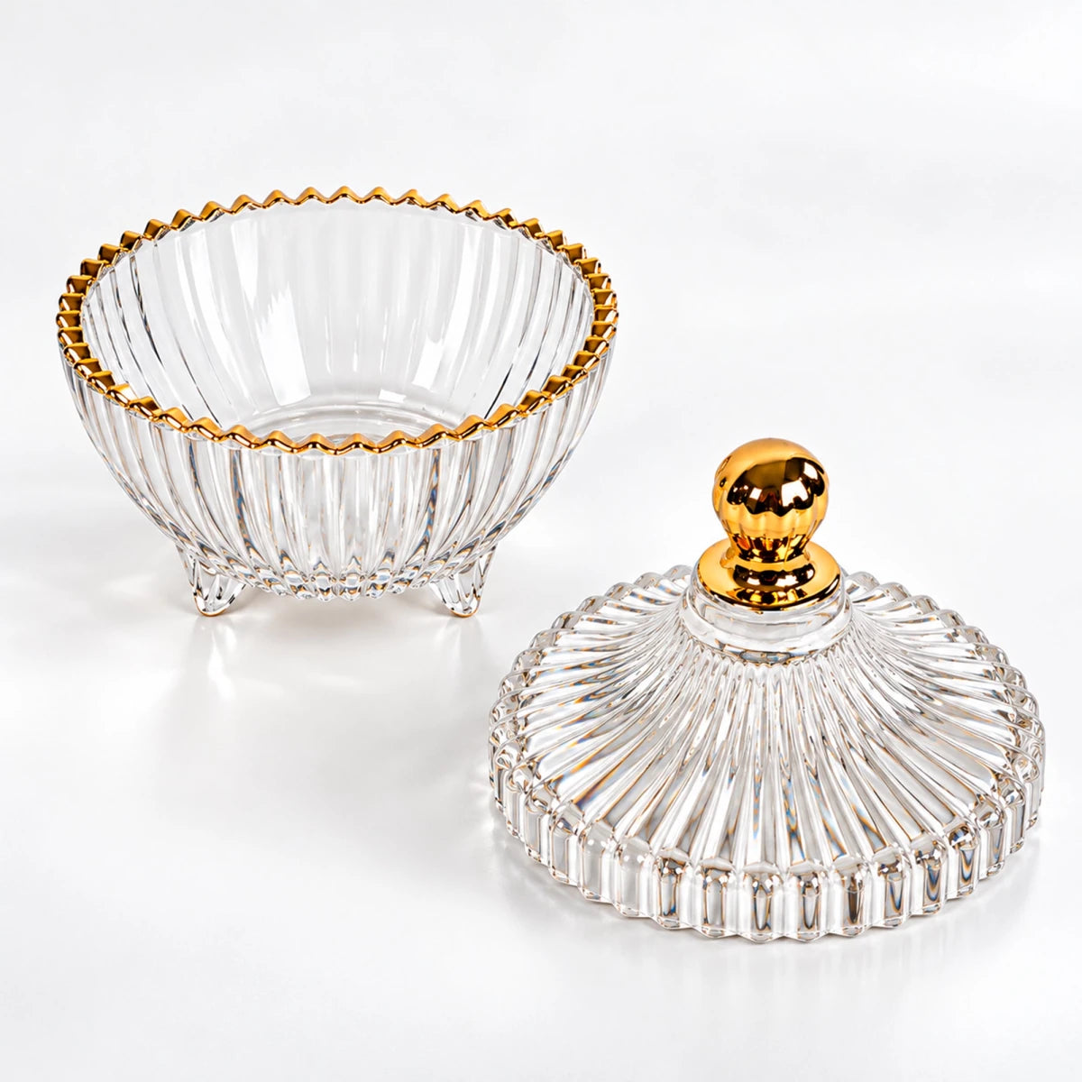 170ml - Cannes Vaso de lujo de vidrio para velas - Frasco Transparente con Oro - Candle Craft
