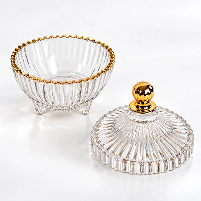 170ml - Cannes Vaso de lujo de vidrio para velas - Frasco Transparente con Oro - Candle Craft