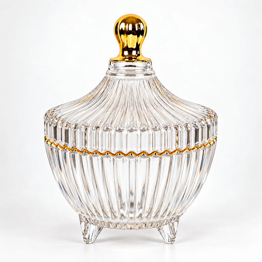 170ml - Cannes Vaso de lujo de vidrio para velas - Frasco Transparente con Oro - Candle Craft