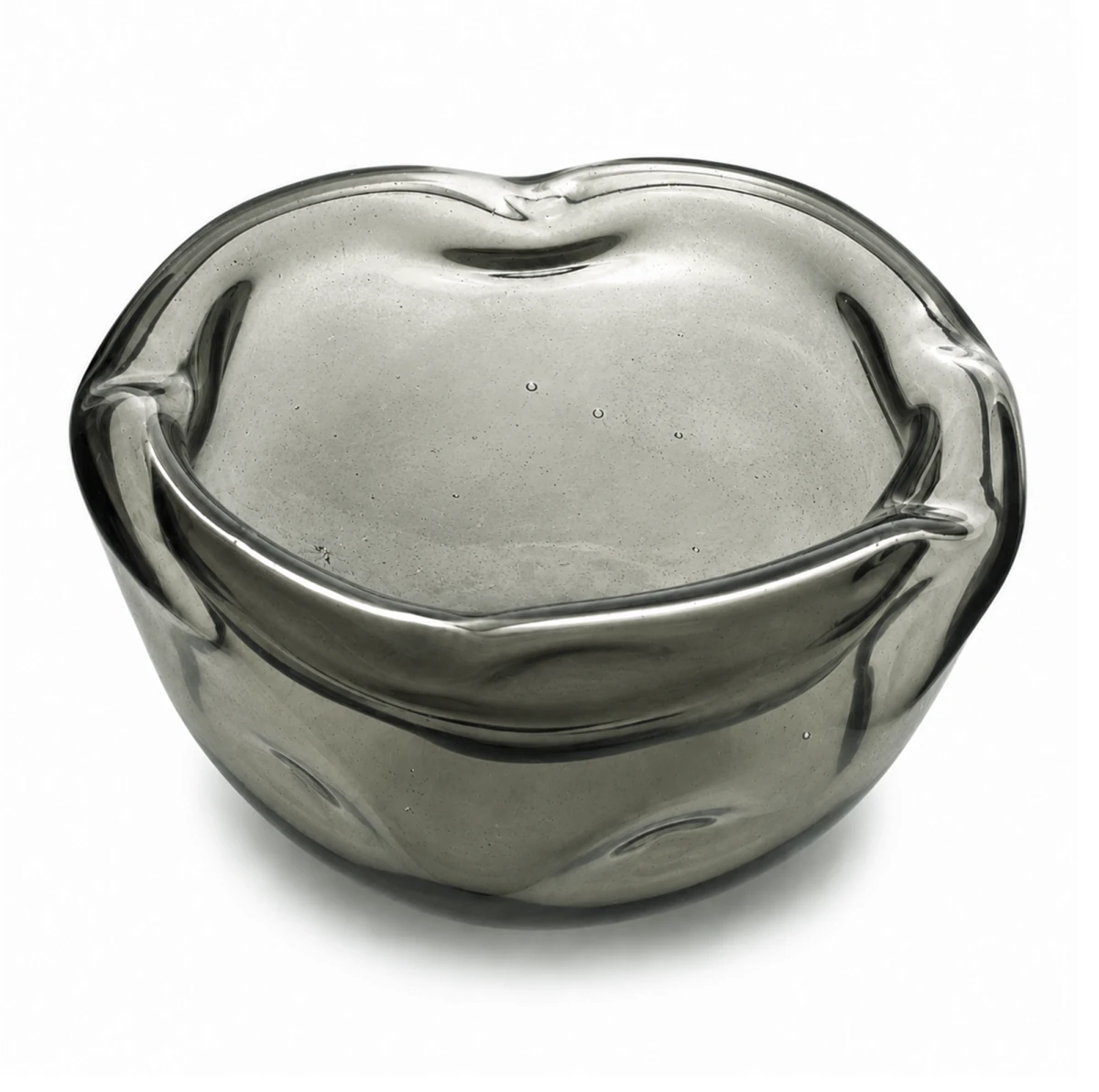 170ml - Florencia Vaso / Bowl de Vidrio Soplado Artesanal - Frasco de diseño Cristal Gris Humo Transparente - Hecho a mano - Candle Craft
