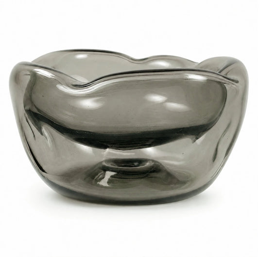 170ml - Florencia Vaso / Bowl de Vidrio Soplado Artesanal - Frasco de diseño Cristal Gris Humo Transparente - Hecho a mano - Candle Craft