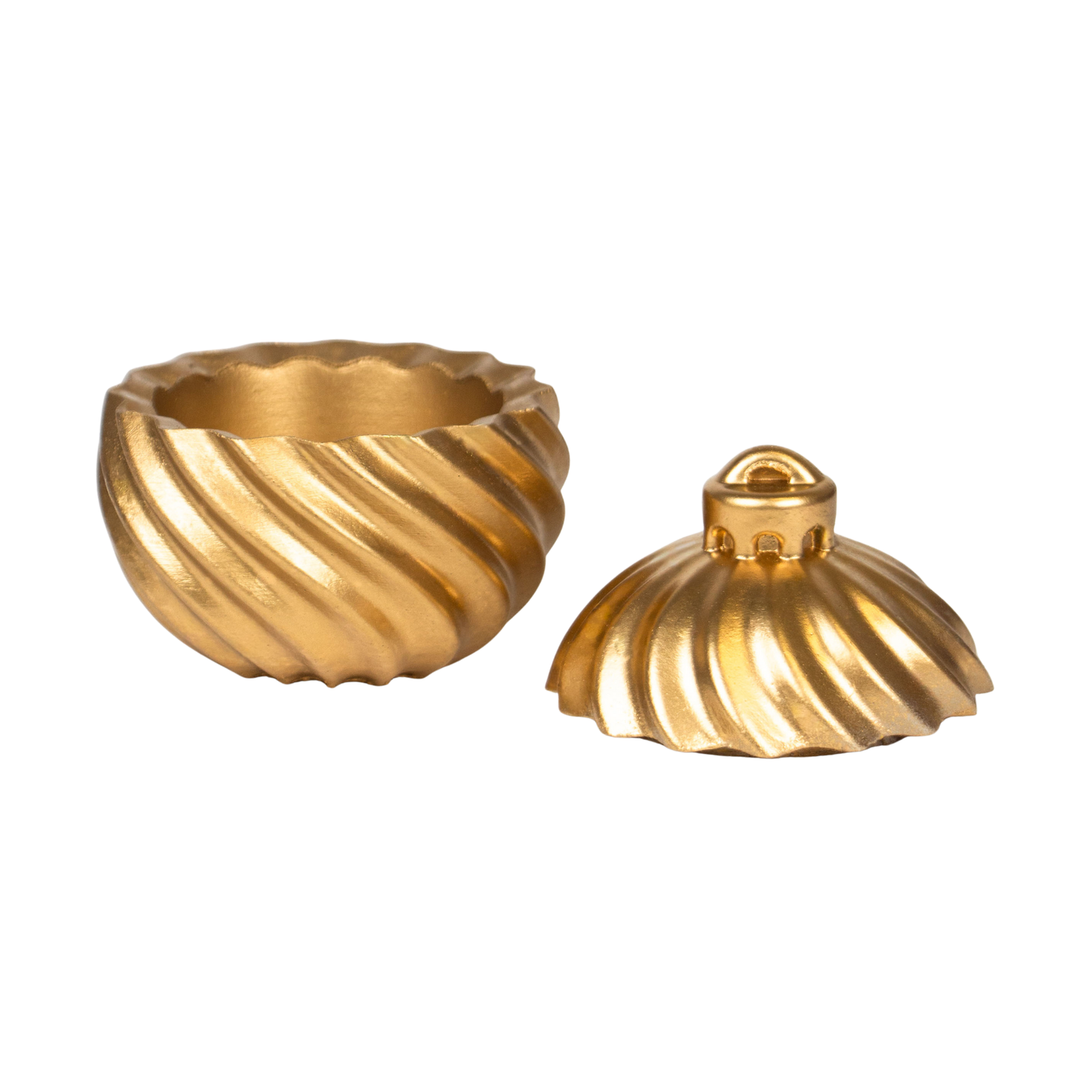 Esfera de Navidad en Espiral de Concreto - Vasos para Velas Navideñas 70ml - Dorada (Edición Especial de Navidad)