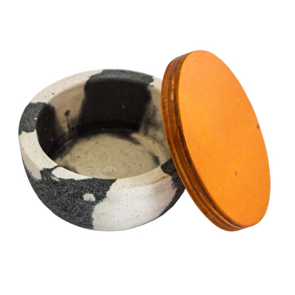 180ml - Carrara Vaso de Concreto para velas con Tapa de Madera - Marmoleado Gris Oxford - Candle Craft