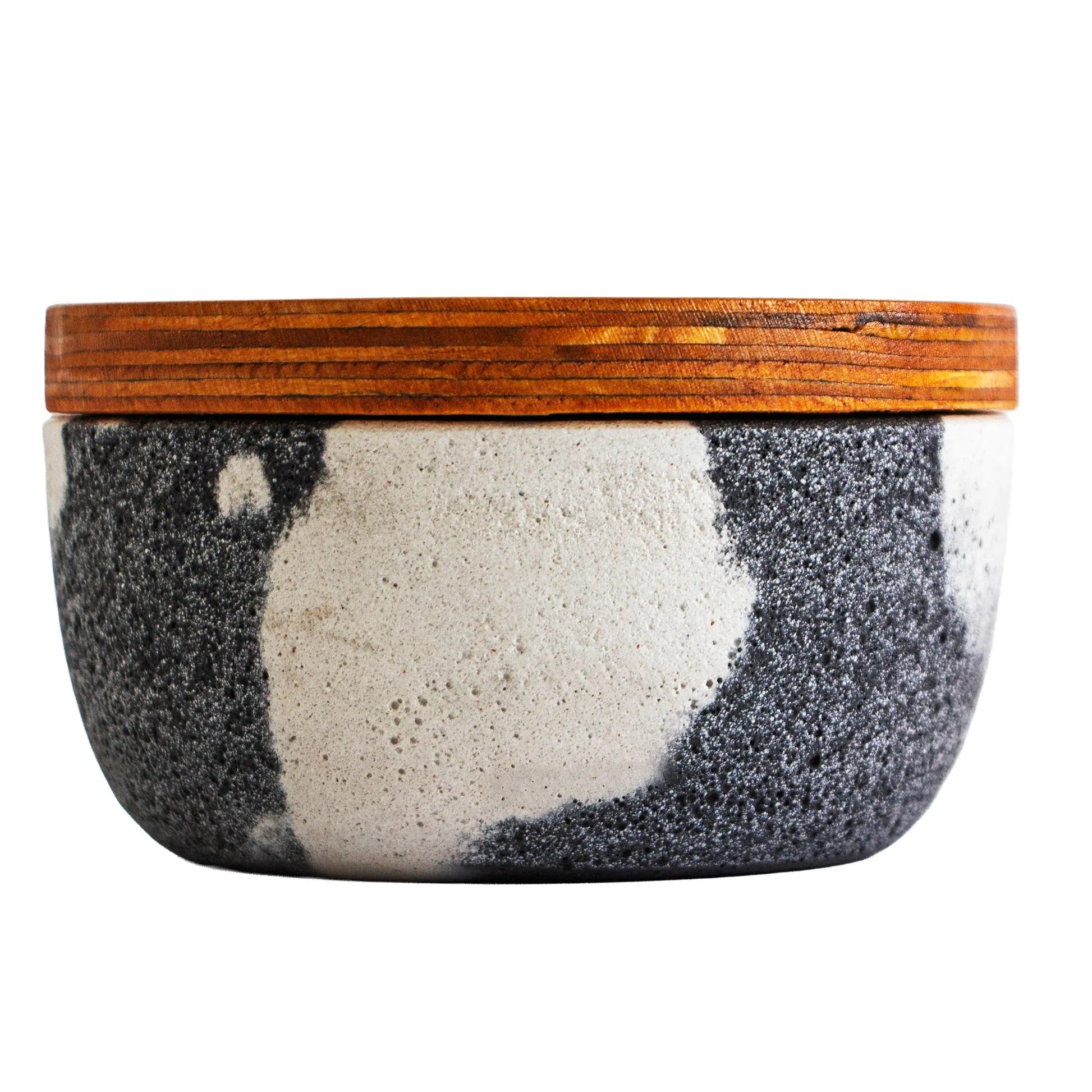 180ml - Carrara Vaso de Concreto para velas con Tapa de Madera - Marmoleado Gris Oxford - Candle Craft