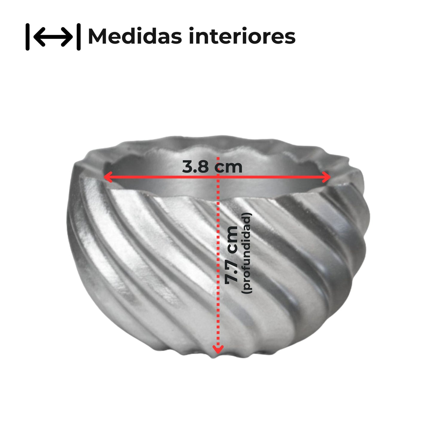 Esfera de Navidad en Espiral de Concreto - Vasos para Velas Navideñas 70ml - Plateada (Edición Especial de Navidad)