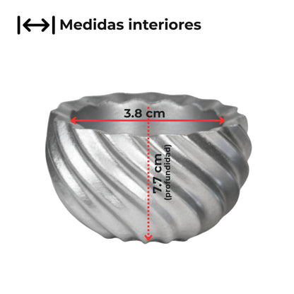 Esfera de Navidad en Espiral de Concreto - Vasos para Velas Navideñas 70ml - Plateada (Edición Especial de Navidad)