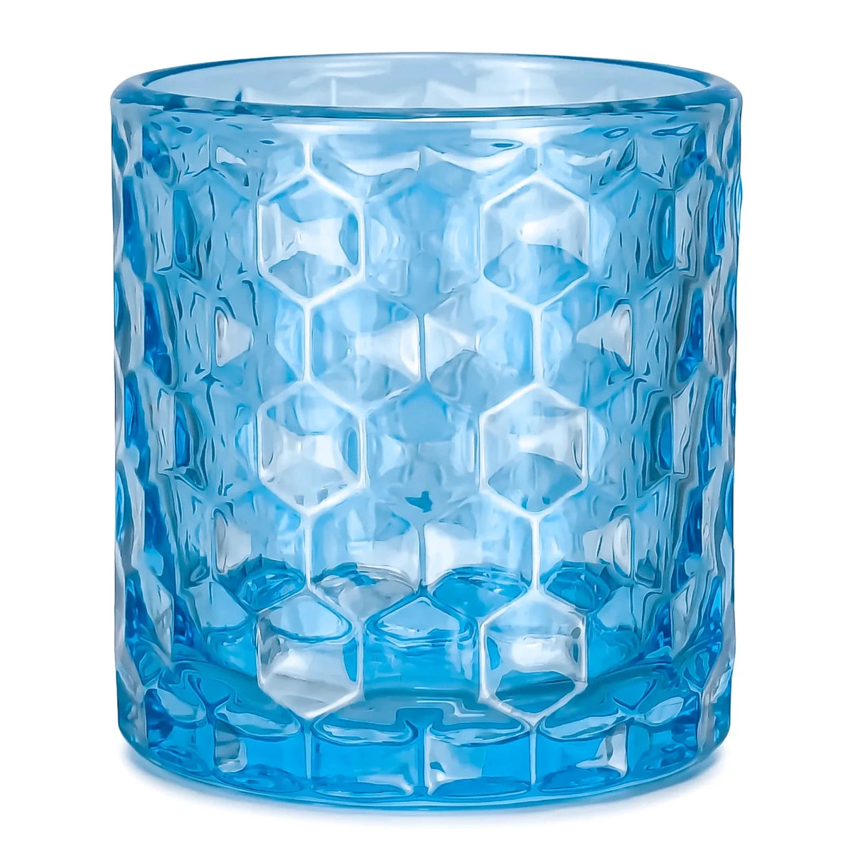190ml - Oslo Vaso de vidrio con Patrón Hexagonal para velas - Frasco Azul Claro - Candle Craft