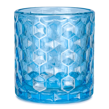 190ml - Oslo Vaso de vidrio con Patrón Hexagonal para velas - Frasco Azul Claro - Candle Craft