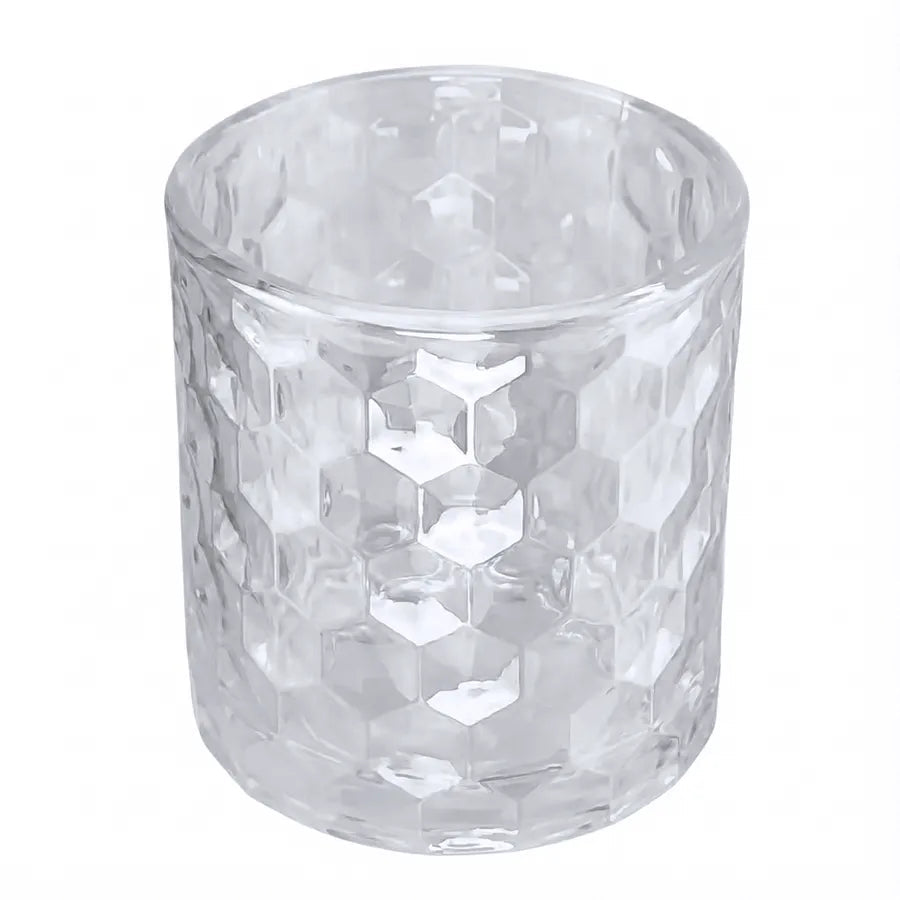 190ml - Oslo Vaso de Vidrio con Patrón Hexagonal para velas - Transparente - Candle Craft
