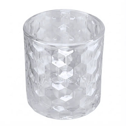 190ml - Oslo Vaso de Vidrio con Patrón Hexagonal para velas - Transparente - Candle Craft