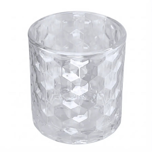 190ml - Oslo Vaso de Vidrio con Patrón Hexagonal para velas - Transparente - Candle Craft
