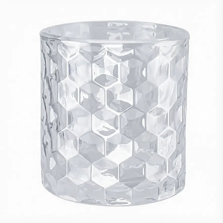 190ml - Oslo Vaso de Vidrio con Patrón Hexagonal para velas - Transparente - Candle Craft