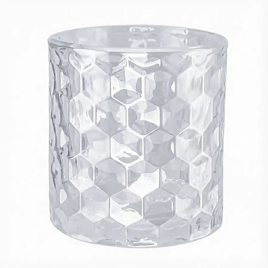 190ml - Oslo Vaso de Vidrio con Patrón Hexagonal para velas - Transparente - Candle Craft