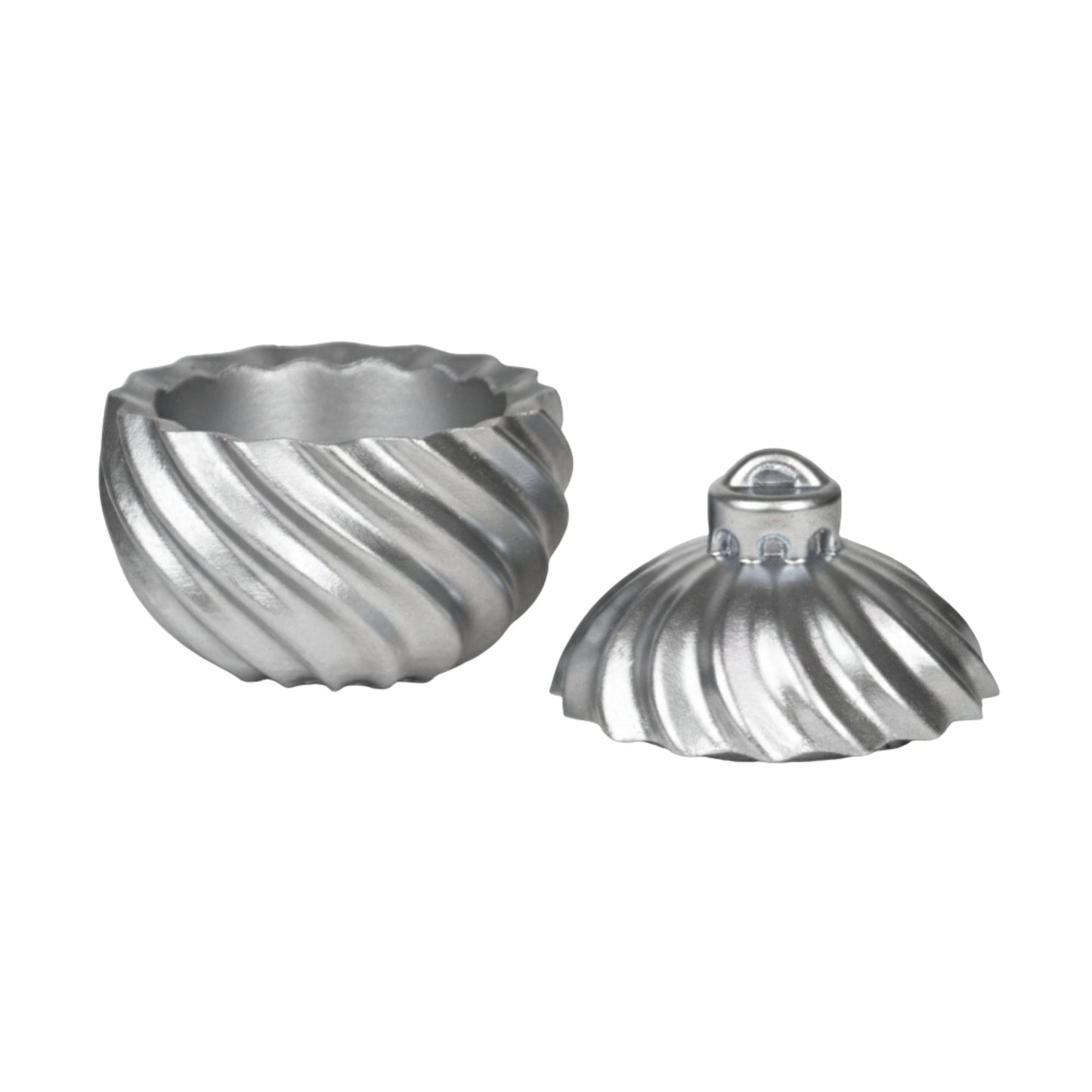 Esfera de Navidad en Espiral de Concreto - Vasos para Velas Navideñas 70ml - Plateada (Edición Especial de Navidad)