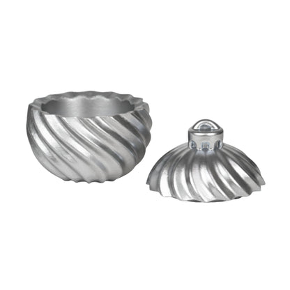 Esfera de Navidad en Espiral de Concreto - Vasos para Velas Navideñas 70ml - Plateada (Edición Especial de Navidad)