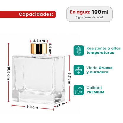 200ml Ravena - Frasco para Difusor de Vidrio - Botella Difusor de Varillas - Cristal Transparente - Candle Craft