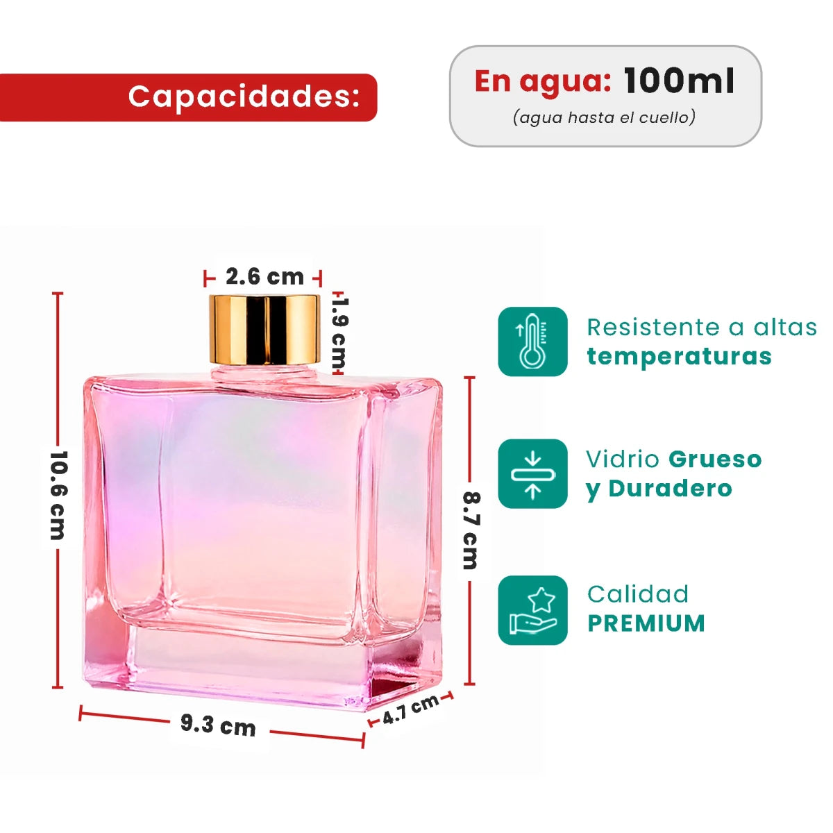 200ml Ravena - Frasco para Difusor de Vidrio - Botella Difusor de Varillas - Rosa Tornasol - Candle Craft