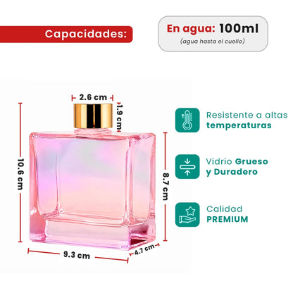 200ml Ravena - Frasco para Difusor de Vidrio - Botella Difusor de Varillas - Rosa Tornasol - Candle Craft