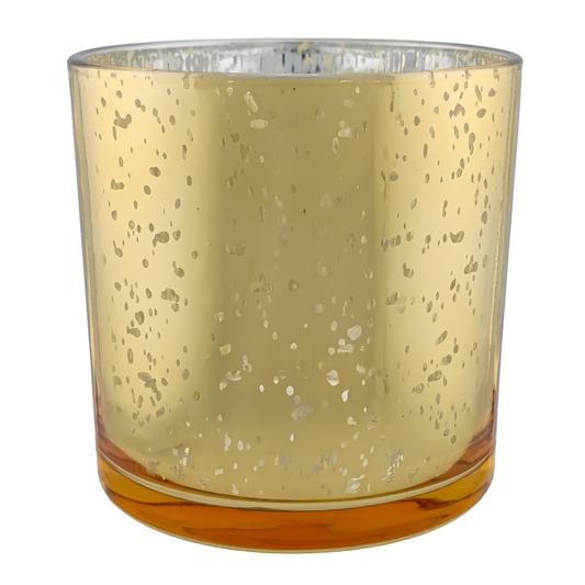 210ml - Mónaco Vaso de Vidrio para Velas - Dorado con Salpicaduras Metálico