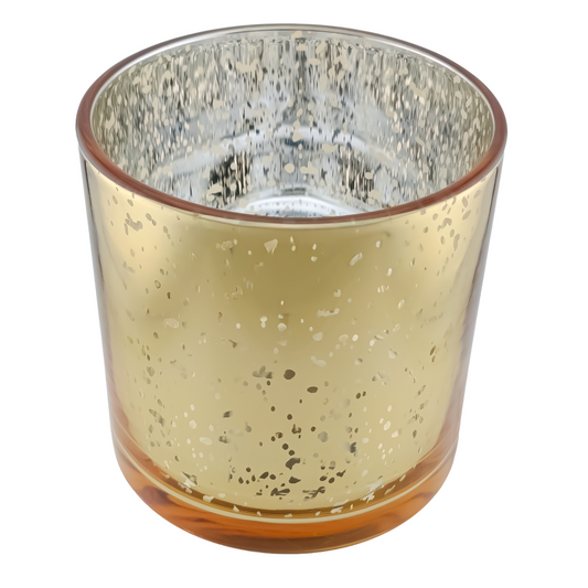 210ml - Mónaco Vaso de Vidrio para Velas - Dorado con Salpicaduras Metálico