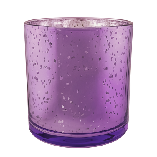 210ml - Mónaco Vaso de Vidrio para Velas - Morado Metálico con Salpicaduras