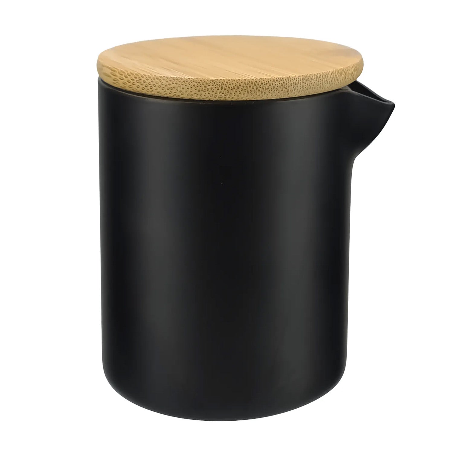 210ml - Bali Vaso de Vidrio para Velas de Masaje con Tapa de Bambú - Frasco con Boquilla vertedora - Negro Mate - Candle Craft