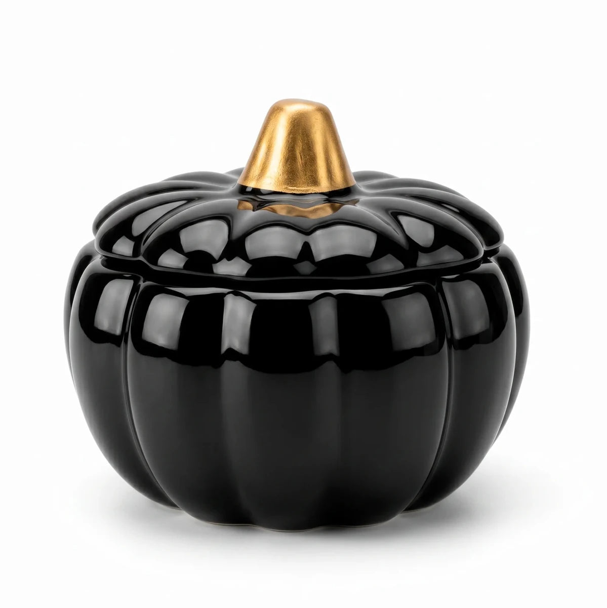 210ml - Colección Hechizo - Calabaza de Cerámica para Velas - Frasco Negro / Dorado (Edición Especial de Halloween) - Candle Craft