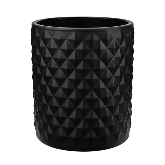 210ml - Mónaco Vaso de Vidrio con diseño Diamante - Frasco para Velas - Negro Mate - Candle Craft