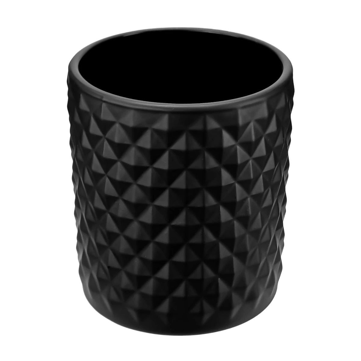 210ml - Mónaco Vaso de Vidrio con diseño Diamante - Frasco para Velas - Negro Mate - Candle Craft