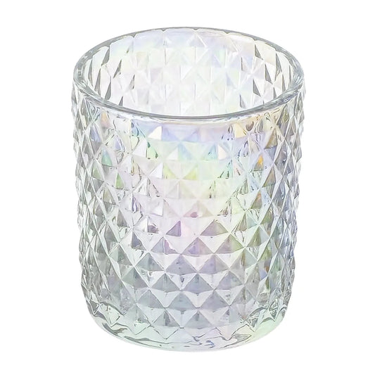 210ml - Mónaco Vaso de Vidrio con diseño Diamante - Frasco para Velas - Tornasol Transparente - Candle Craft