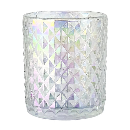 210ml - Mónaco Vaso de Vidrio con diseño Diamante - Frasco para Velas - Tornasol Transparente - Candle Craft